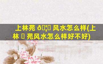 上林苑 🦈 风水怎么样(上林 ☘ 苑风水怎么样好不好)